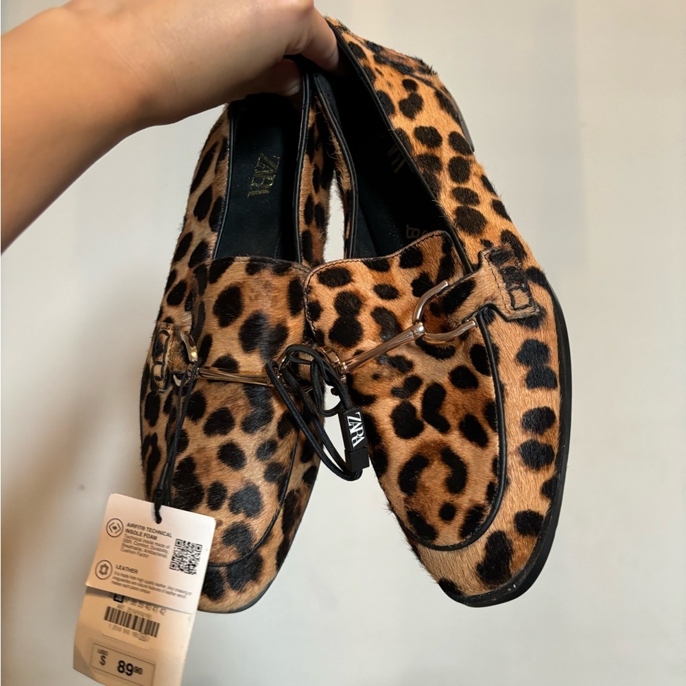 NWT ZARA cheetah print loafer slip ons